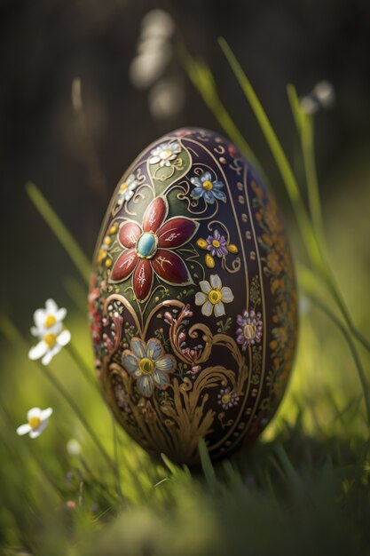 Uovo decorativo di Pasqua all'aperto