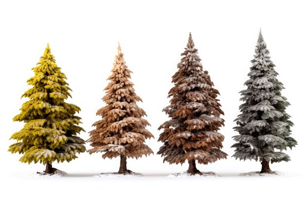 varietà di alberi di Natale isolati su sfondo bianco