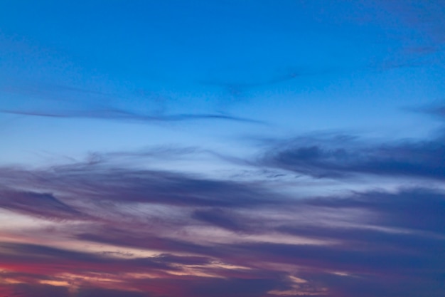 Varietà di sfumature blu su un cielo nuvoloso