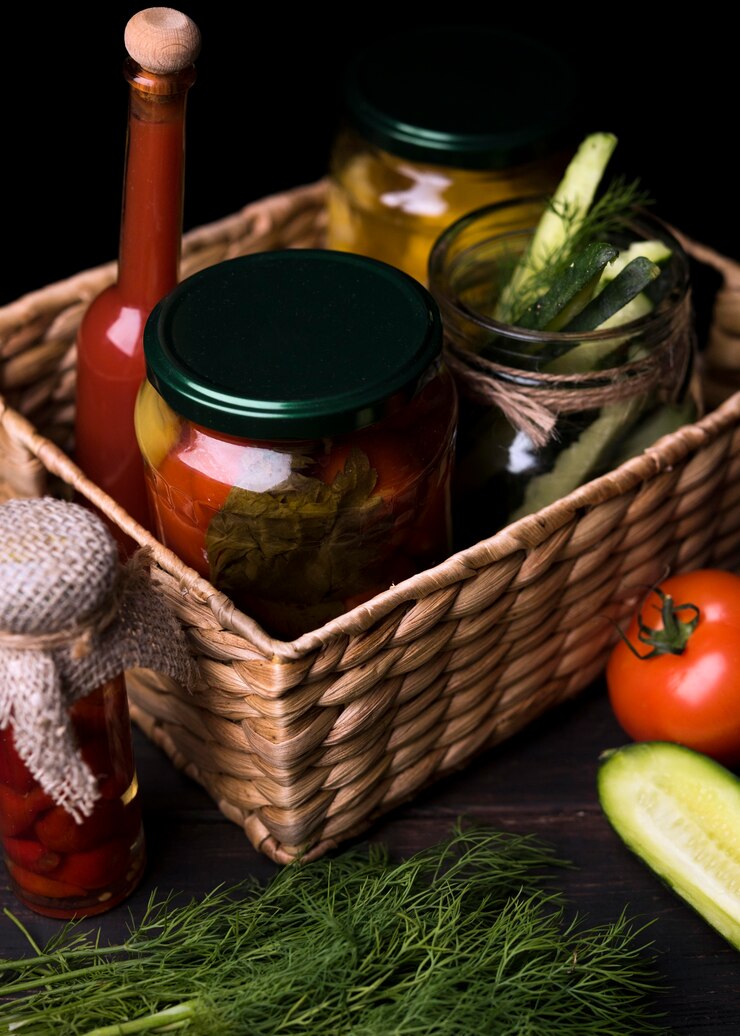 Foto gratuito vasetti di angelo alto con verdure