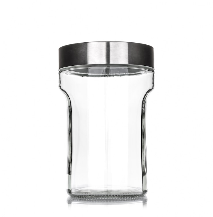 Foto gratuito vaso di vetro con coperchio metallico