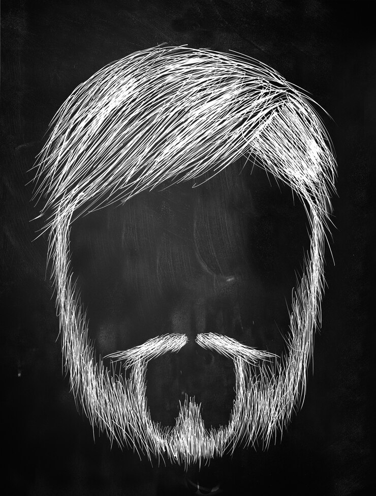 Foto gratuito vecchio con la barba schizzo sulla lavagna