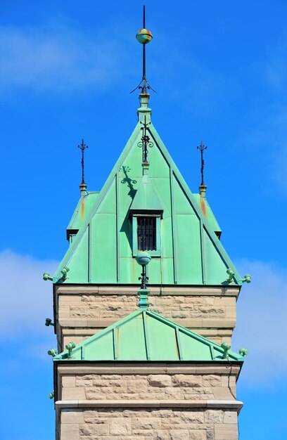 Vecchio tetto di architettura a Quebec City