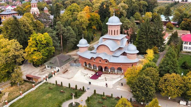 Veduta aerea del monastero di Curtea de Arges, Romania