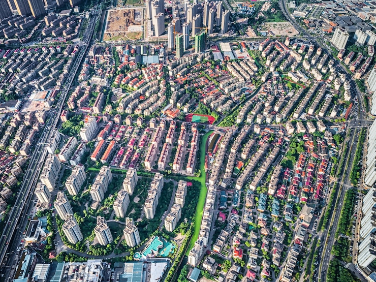 Foto gratuito veduta aerea della città cinese