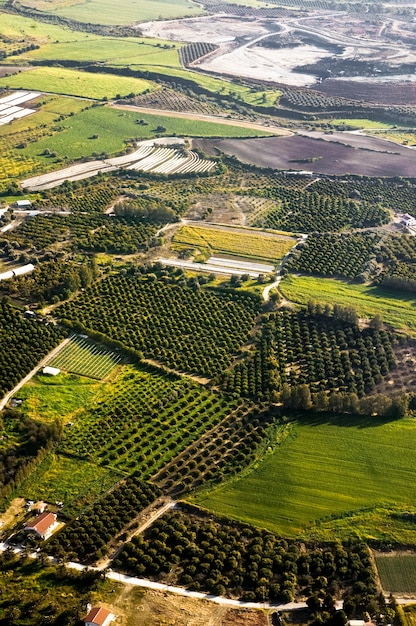 Veduta aerea in campi agricoli