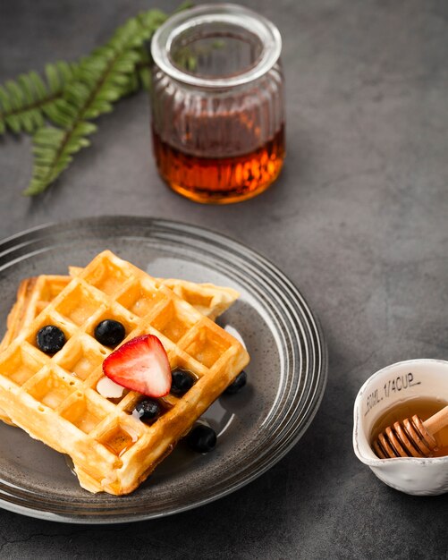 Veduta dall'alto di deliziosi waffle