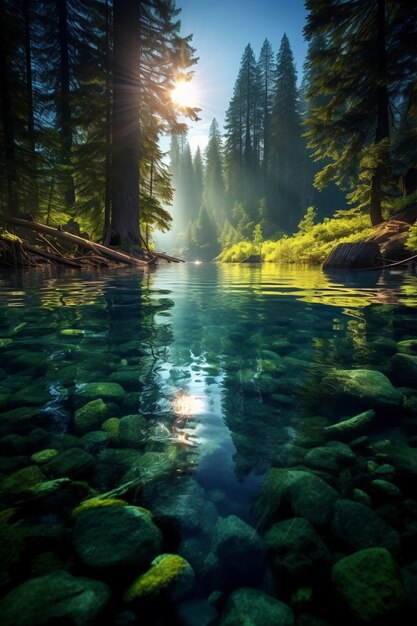 Veduta del paesaggio naturale con il fiume