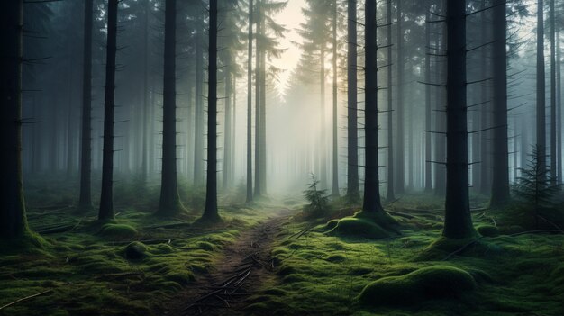 Veduta del paesaggio naturale con la foresta