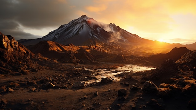 Veduta del paesaggio naturale con le montagne