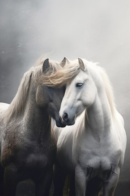 Veduta di due cavalli in natura