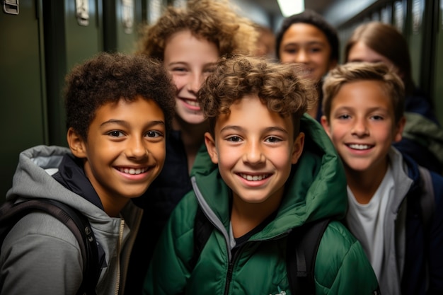 Veduta di giovani studenti che frequentano la scuola