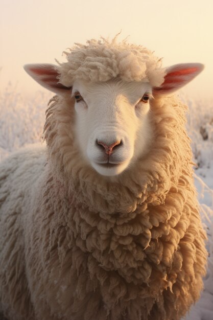 Veduta di pecore all'aperto in natura