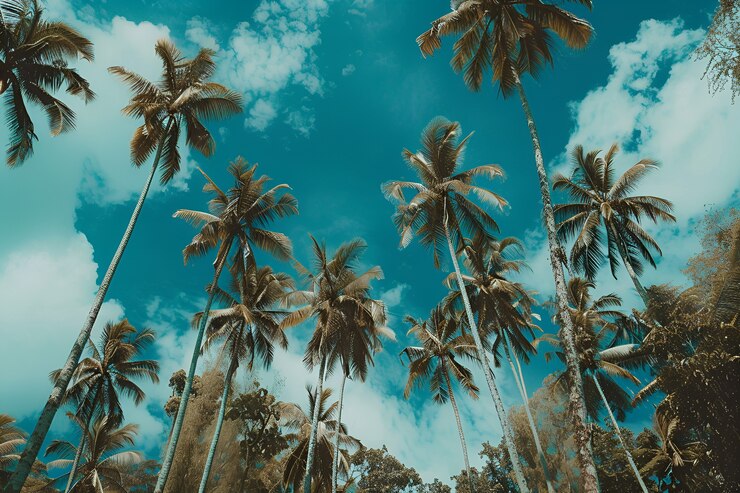 Foto gratuito veduta di specie di palme verdi con bellissime foglie