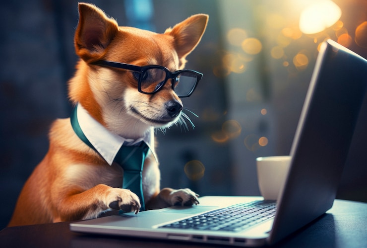 Foto gratuito veduta di un cane con un abito divertente