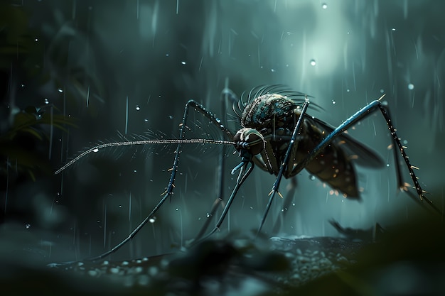 Veduta di un insetto zanzaro con le ali