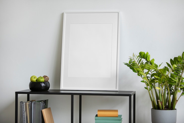 Foto gratuito veduta di una cornice fotografica con decorazione interna