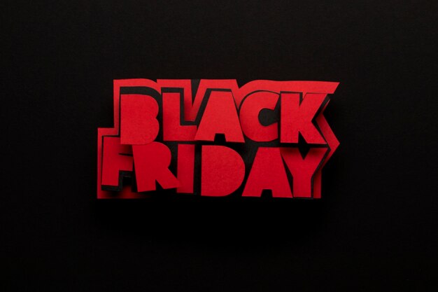 Venerdì nero minimalista scritto in colore rosso