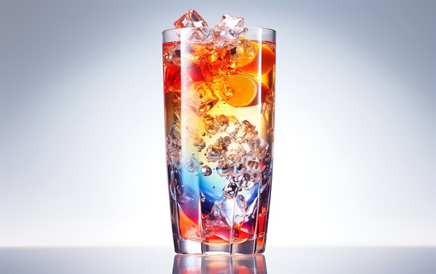 Vetro futuristico a colori vivaci con cocktail di soda