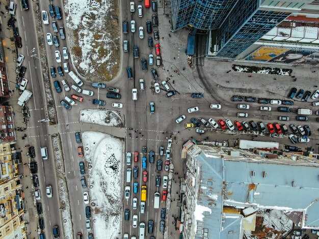 Via della grande città da una vista a volo d'uccello