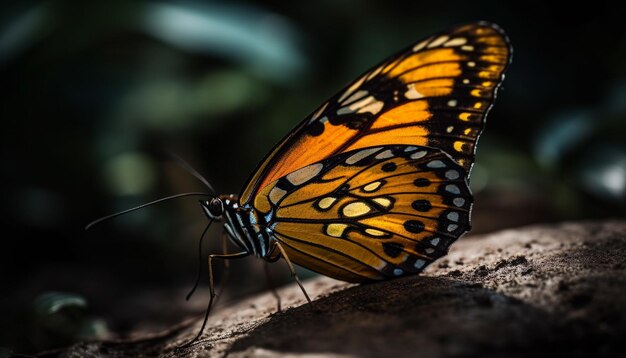 Vibrante farfalla monarca nella tranquilla natura primaverile generata dall'intelligenza artificiale