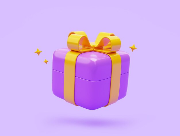 Viola Confezione regalo sorpresa minima presente festa di compleanno celebrazione icona 3D illustrazione