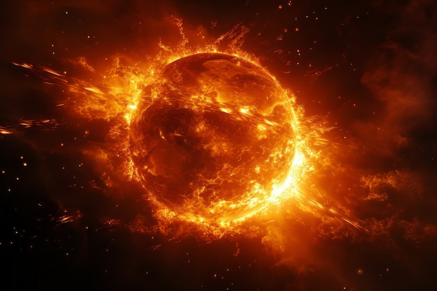 Vista 3D del sole nello spazio
