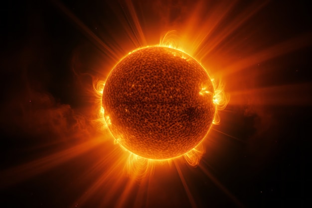 Vista 3D del sole nello spazio
