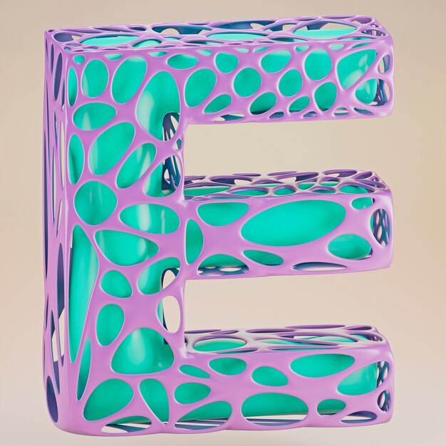 Vista 3D delle lettere dell'alfabeto