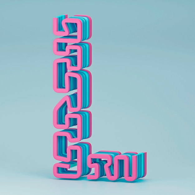 Vista 3D delle lettere dell'alfabeto