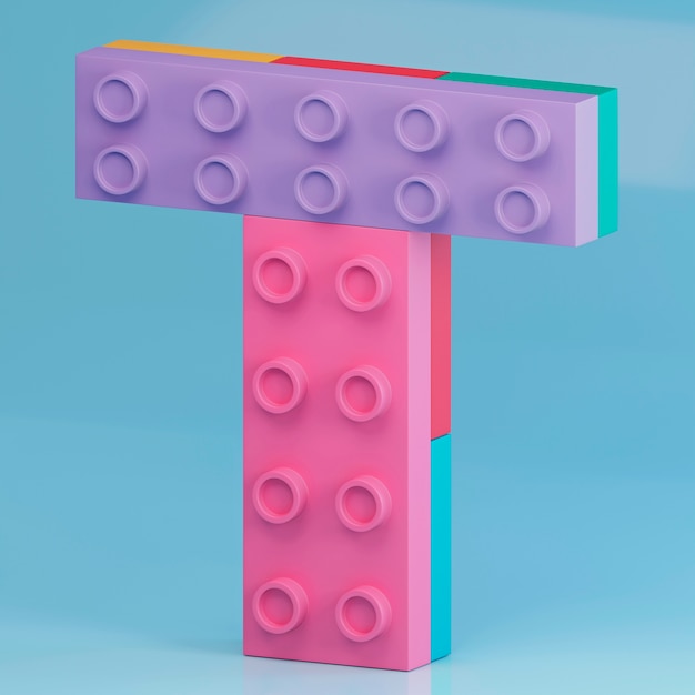 Vista 3D delle lettere dell'alfabeto