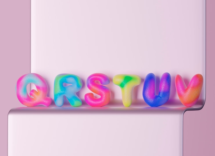 Foto gratuito vista 3d delle lettere dell'alfabeto