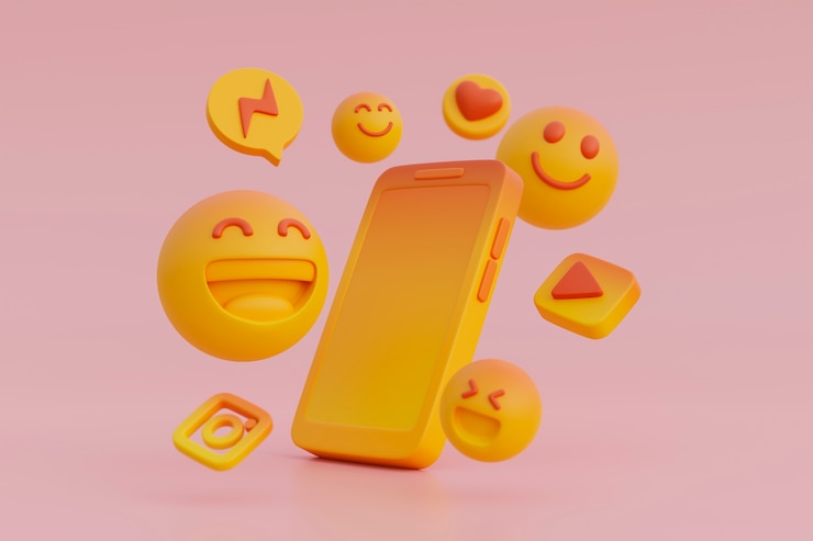 Foto gratuito vista 3d di emoji giallo