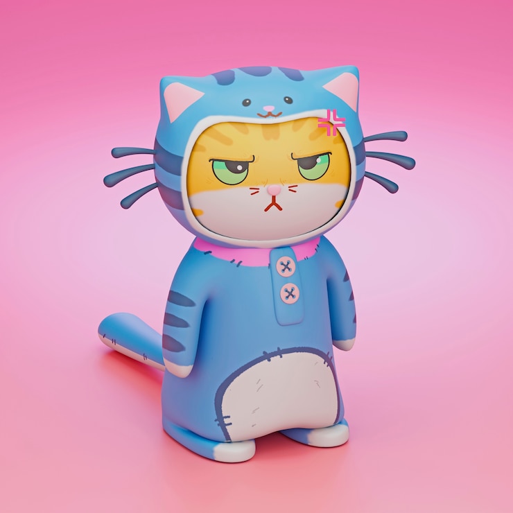 Foto gratuito vista 3d di un gatto adorabile