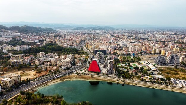 Vista aerea del drone di Tirana Albania