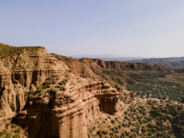 Vista aerea del paesaggio delle montagne