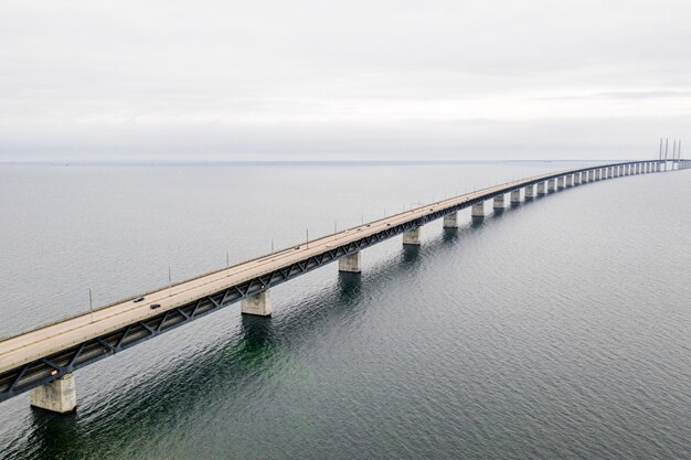 Vista aerea del ponte di Oresund tra Danimarca e Svezia, Oresundsbron