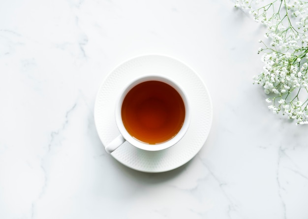 Vista aerea della bevanda calda del tè