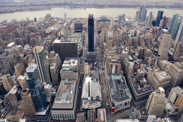 Vista aerea della via di Manhattan di New York City