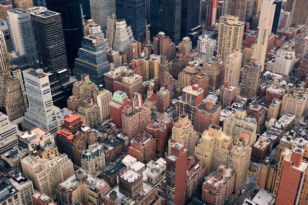Vista aerea della via di Manhattan di New York City