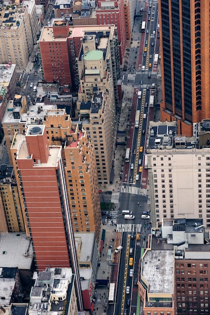 Vista aerea della via di Manhattan di New York City