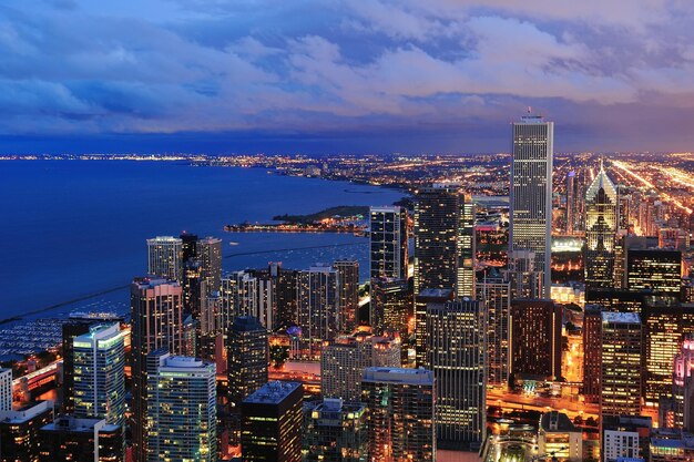 Vista aerea di panorama dell'orizzonte di Chicago