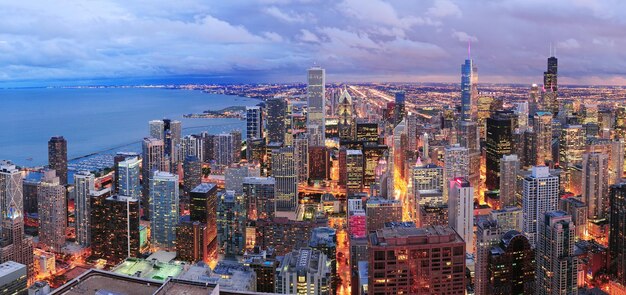 Vista aerea di panorama dell'orizzonte di Chicago