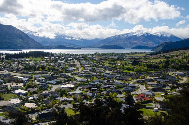 Vista aerea di Wanaka, Nuova Zelanda