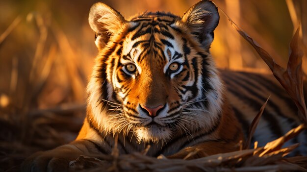 Vista anteriore di una tigre selvatica in natura