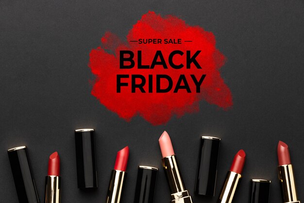 Vista dall'alto accordo di vendita dei cosmetici del black friday