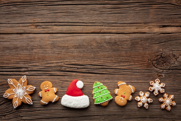 Vista dall'alto decorazione di Natale con spazio di copia