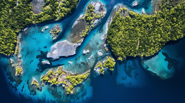 Vista dall'alto del bellissimo paesaggio naturale