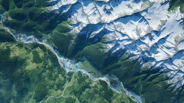 Vista dall'alto del bellissimo paesaggio naturale