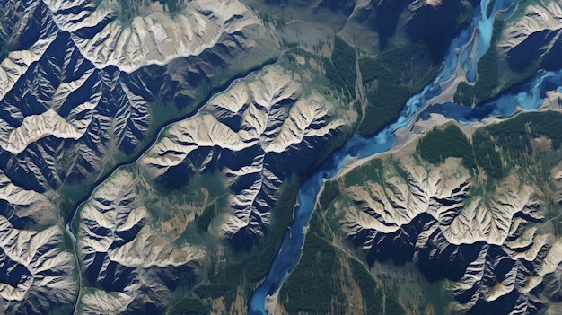 Vista dall'alto del bellissimo paesaggio naturale